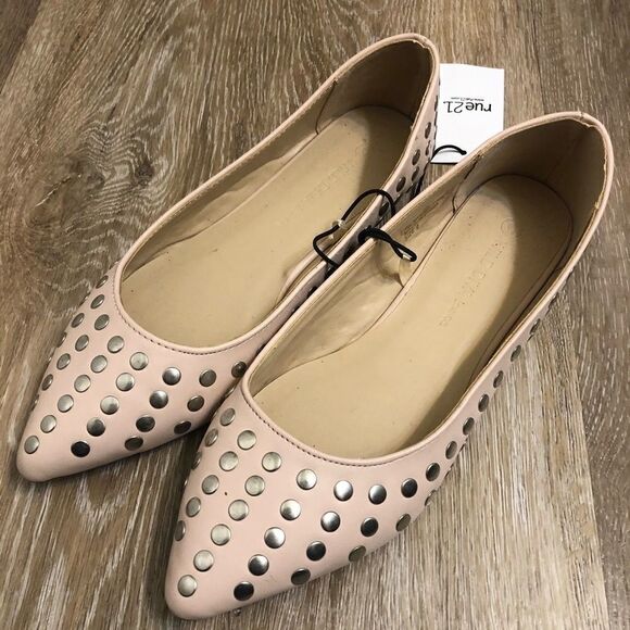 Rue 21 wild diva blush pink studded pointed toe ballet flats womens shoes 6 New - Picture 4 of 8